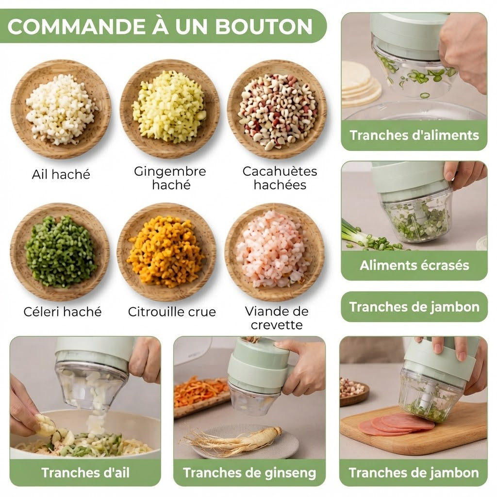 Hachoir électrique sans fil – Commande manuelle
