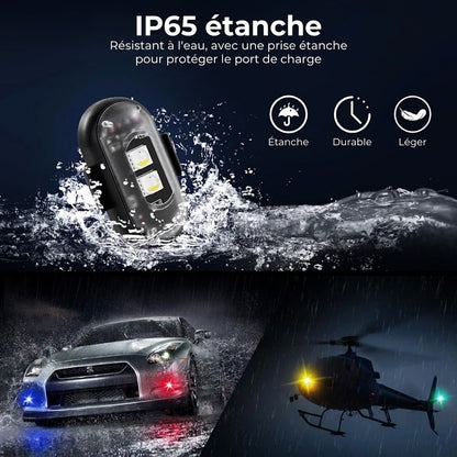 Feux stroboscopiques LED sans fil – Télécommande incluse – Lot de 2