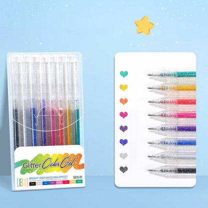 Lot de stylos gel à paillettes anti-bavures