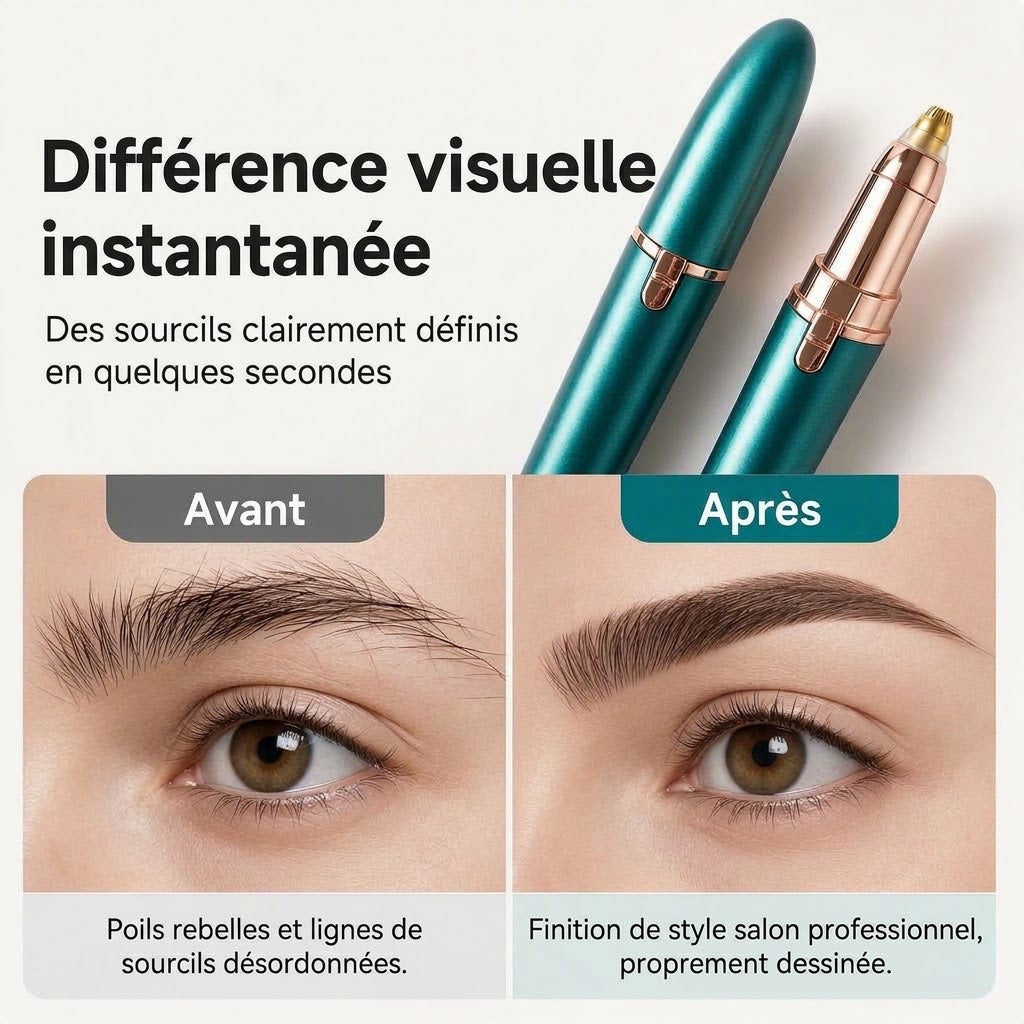 Stylo épilateur à sourcils électrique – Lumière LED intégrée et rechargeable par USB