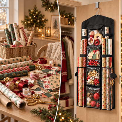 Wrap & Ready – Rangement suspendu pour emballage cadeau