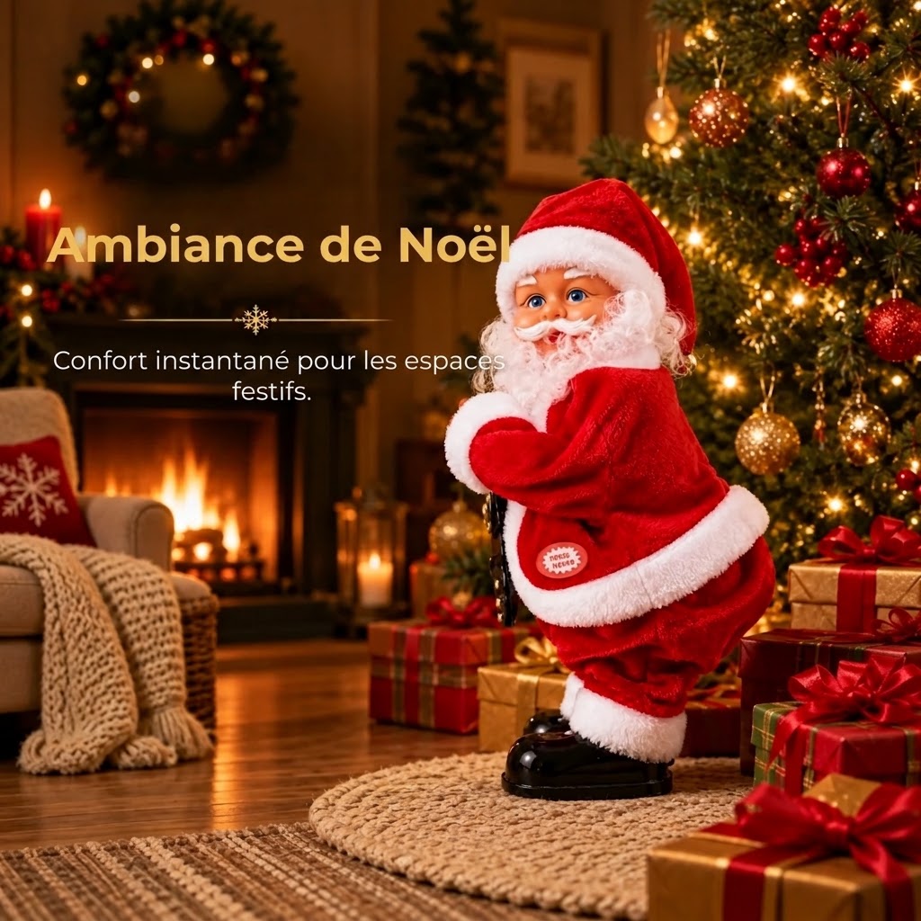 Père Noël dansant avec musique