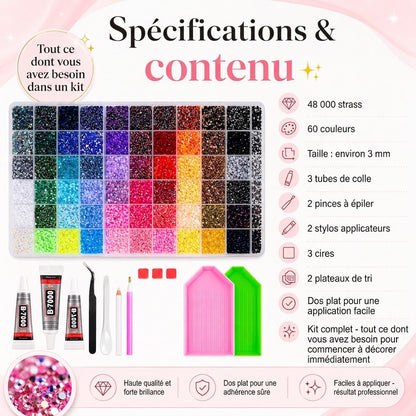 Kit de strass – 48 000 strass en 60 couleurs