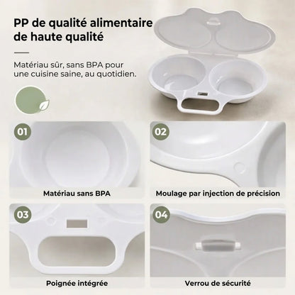 Cuiseur à œufs pour micro-ondes avec couvercle et poignée