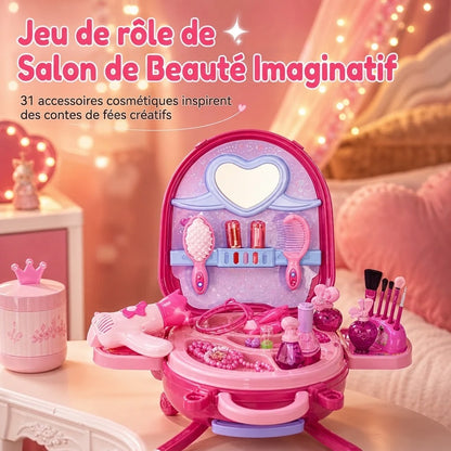 Valise coiffeuse de maquillage factice pour enfants – Coffret portable