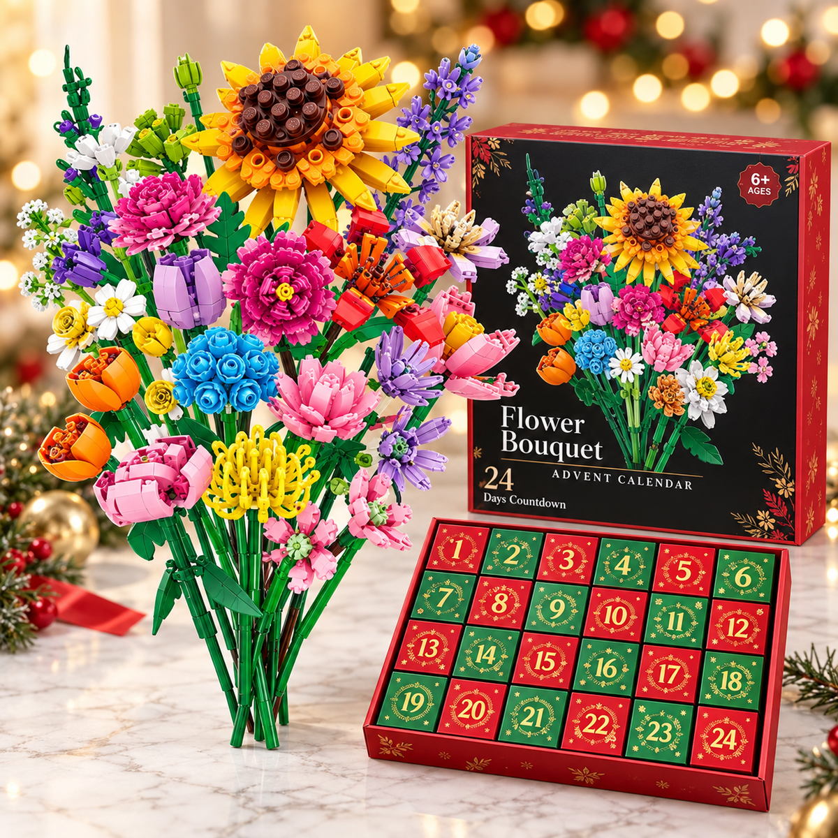 Calendrier de l'Avent Bloom & Build – Construisez votre propre bouquet magique pour Noël