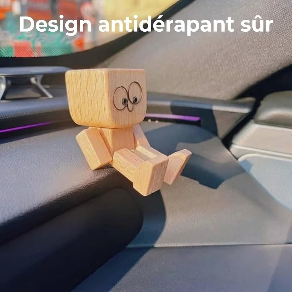 Charmante petite figurine en bois basculante avec 12 expressions magnétiques