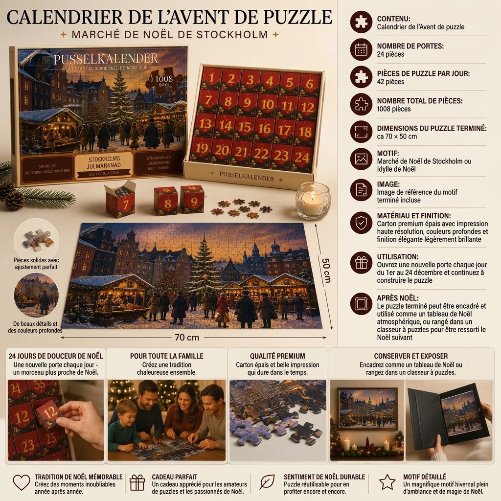 Calendrier de l'Avent Puzzle de Noël – 24 jours de magie et de détente