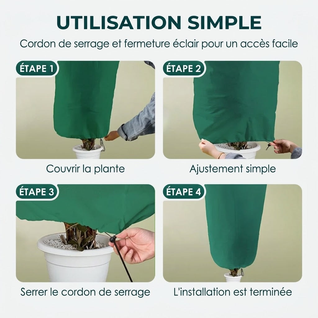 🌷 Housse d'hiver anti-gel pour plantes avec fermeture éclair et cordon de serrage