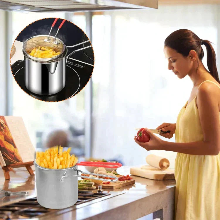 🍟🍤 -60% ! 🥘Friteuse Multifonctionnelle en Acier Inoxydable 304 – Anti-Éclaboussures, Économe en Huile & Polyvalente.