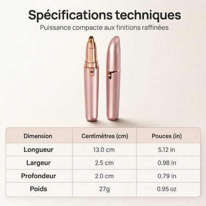 Stylo épilateur à sourcils électrique – Lumière LED intégrée et rechargeable par USB