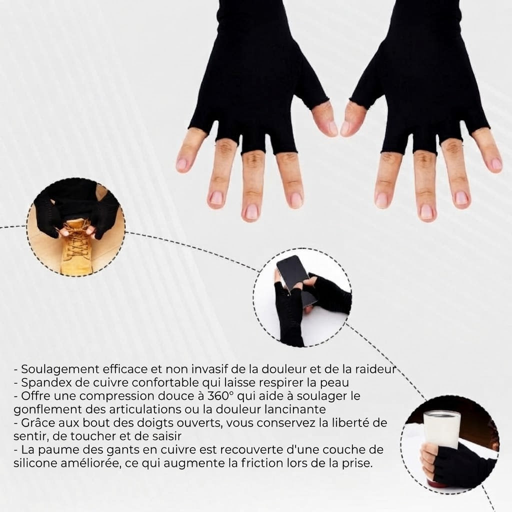 Gants de compression en cuivre – 1 Paire