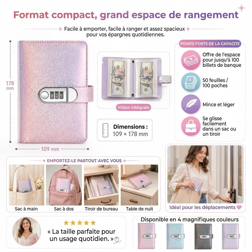 Classeur d'épargne avec cadenas à code