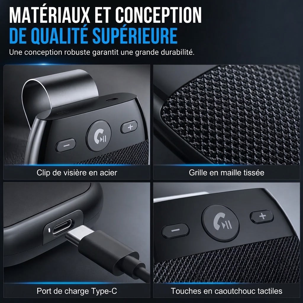 Kit mains libres Bluetooth SP11 pour pare-soleil – Allumage automatique et A2DP