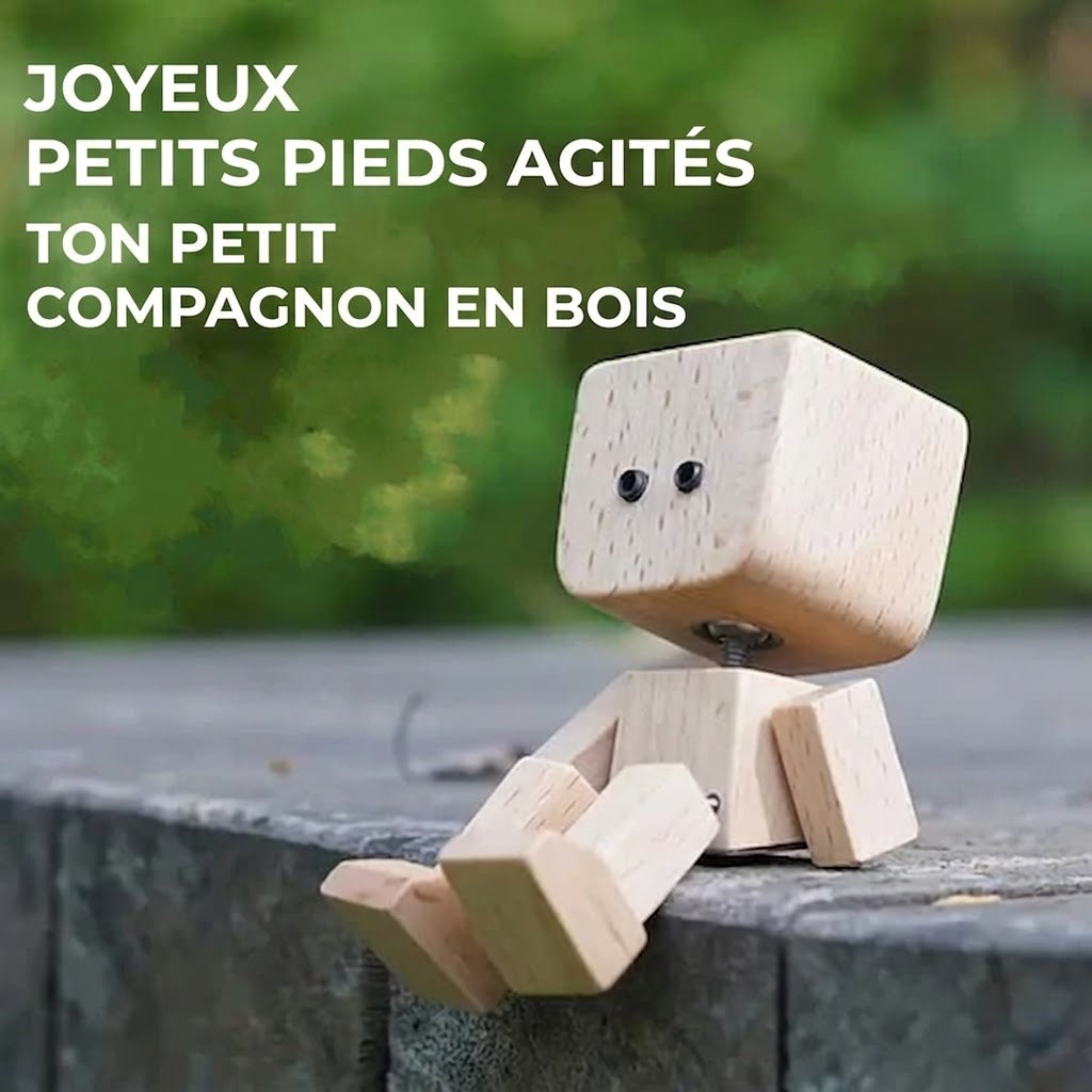 Charmante petite figurine en bois basculante avec 12 expressions magnétiques