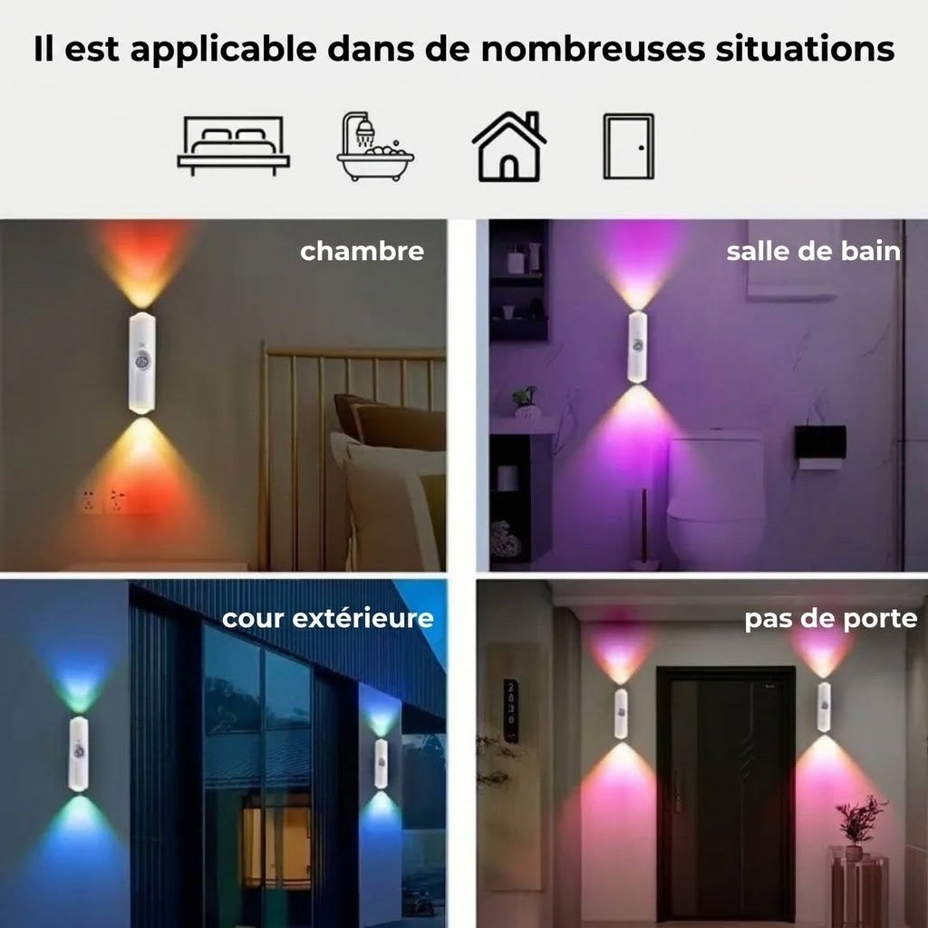 Applique murale LED avec détecteur de mouvement – Sans fil, dimmable et rechargeable par USB
