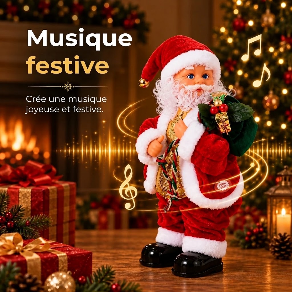 Père Noël dansant avec musique