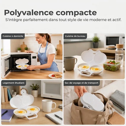 Cuiseur à œufs pour micro-ondes avec couvercle et poignée