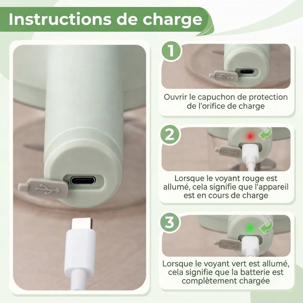 Hachoir électrique sans fil – Commande manuelle