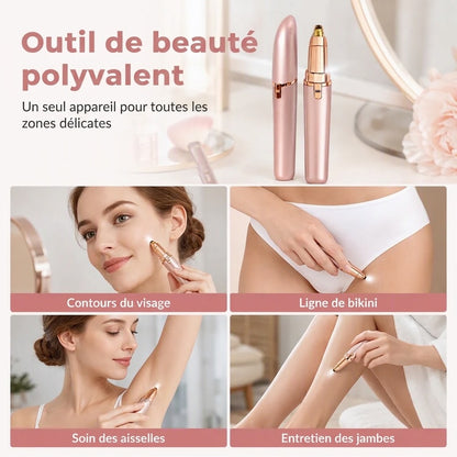 Stylo épilateur à sourcils électrique – Lumière LED intégrée et rechargeable par USB