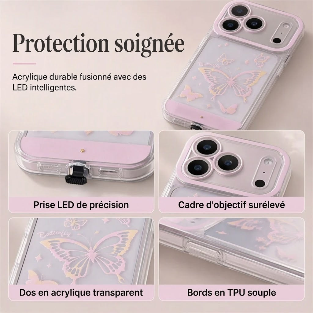 📢📢 40 % DE RÉDUCTION !! ⏰ Coque de téléphone papillon LED lumineuse