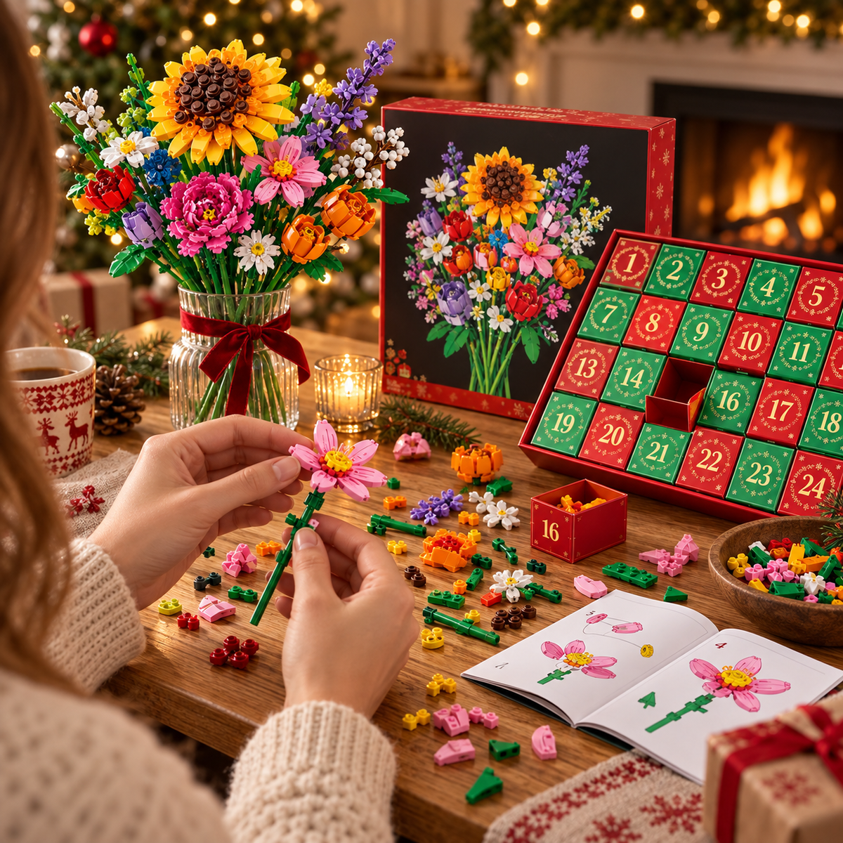 Calendrier de l'Avent Bloom & Build – Construisez votre propre bouquet magique pour Noël