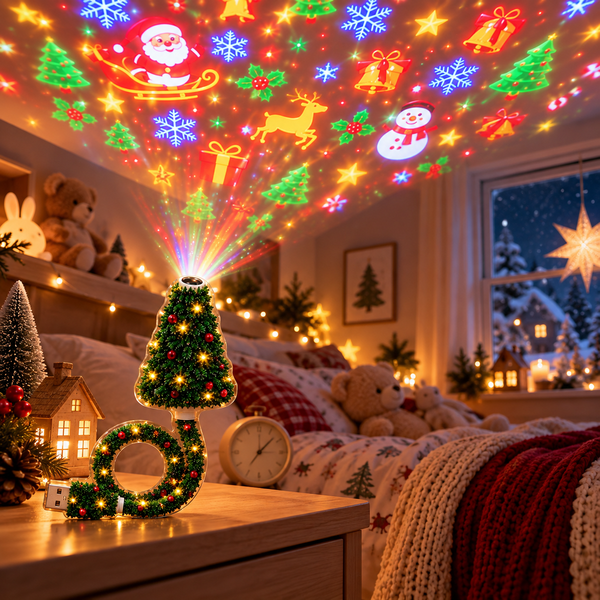 Projecteur USB HD JulGlow – L'esprit magique de Noël en quelques secondes