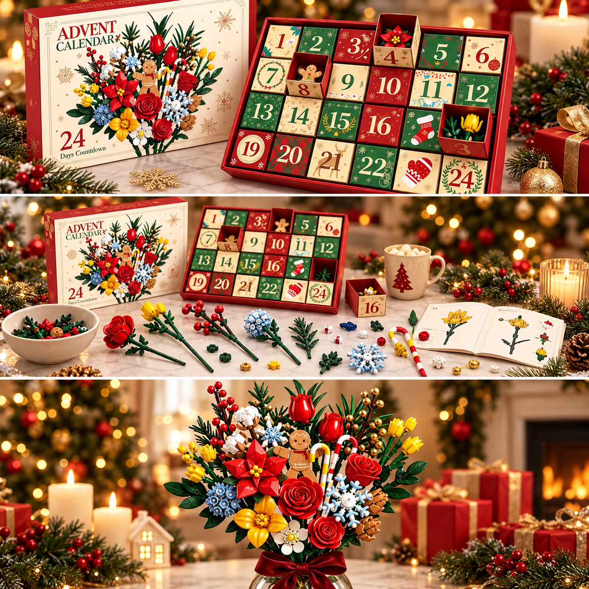 Calendrier de l'Avent Bloom & Build – Construisez votre propre bouquet magique pour Noël