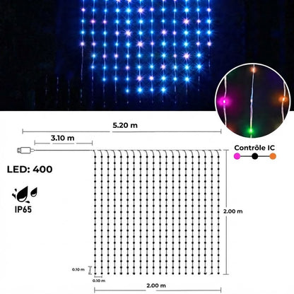 Rideau Lumineux LED Intelligent – Design lumineux personnalisable via APP