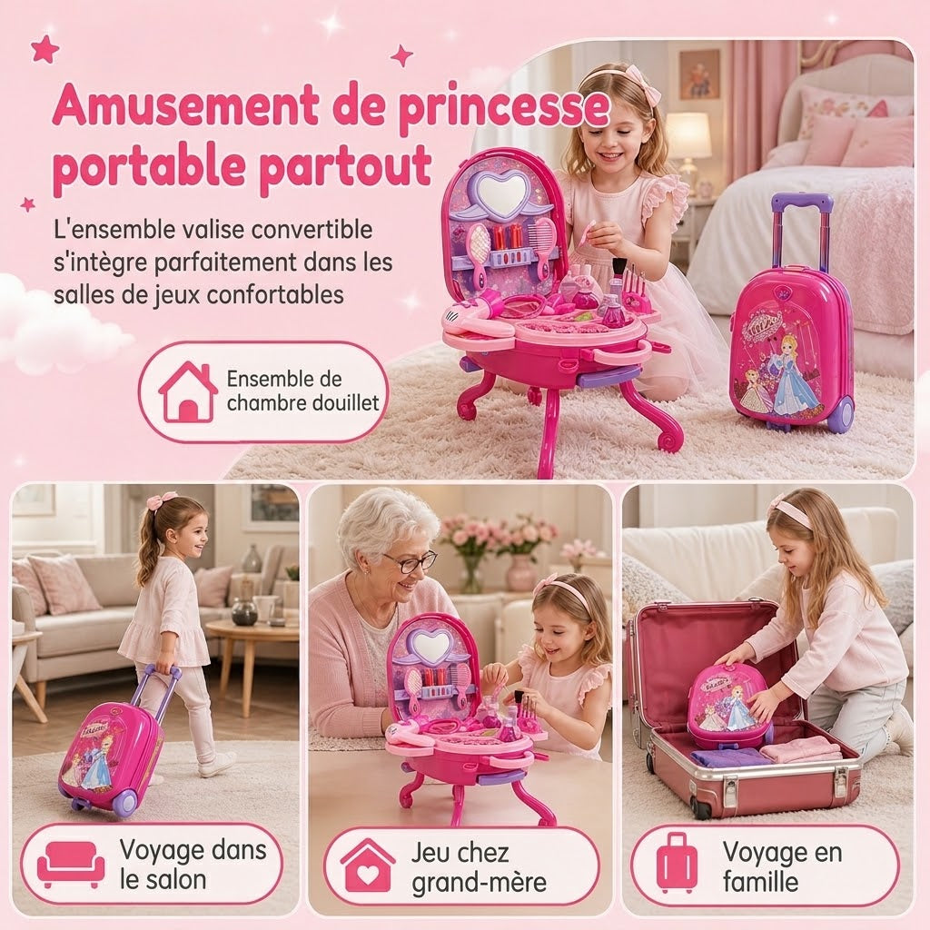 Valise coiffeuse de maquillage factice pour enfants – Coffret portable