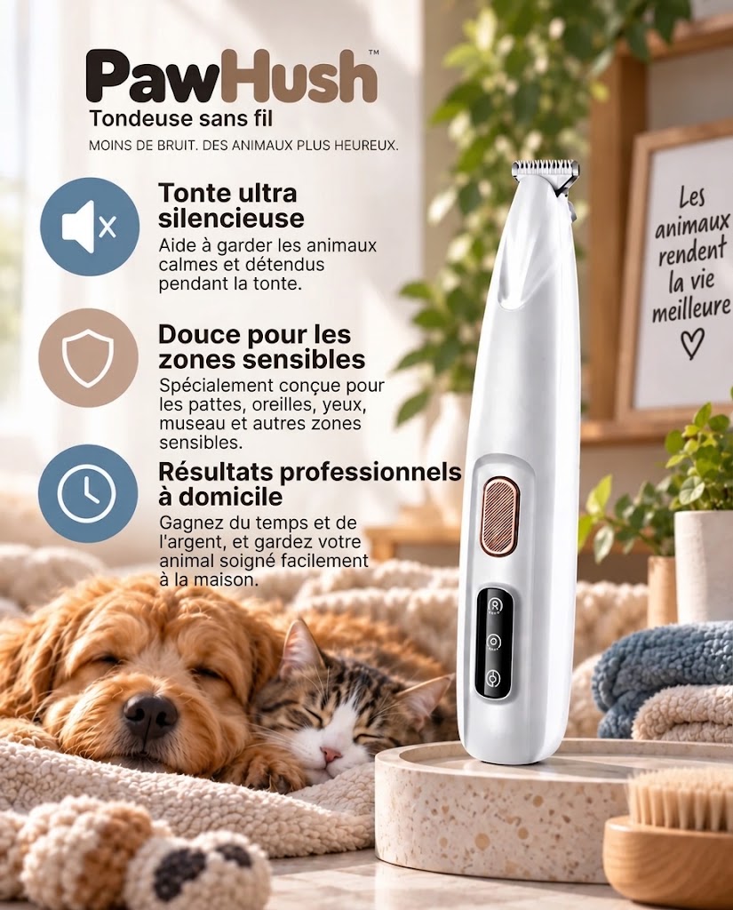 PawHush – Tondeuse de toilettage sans fil