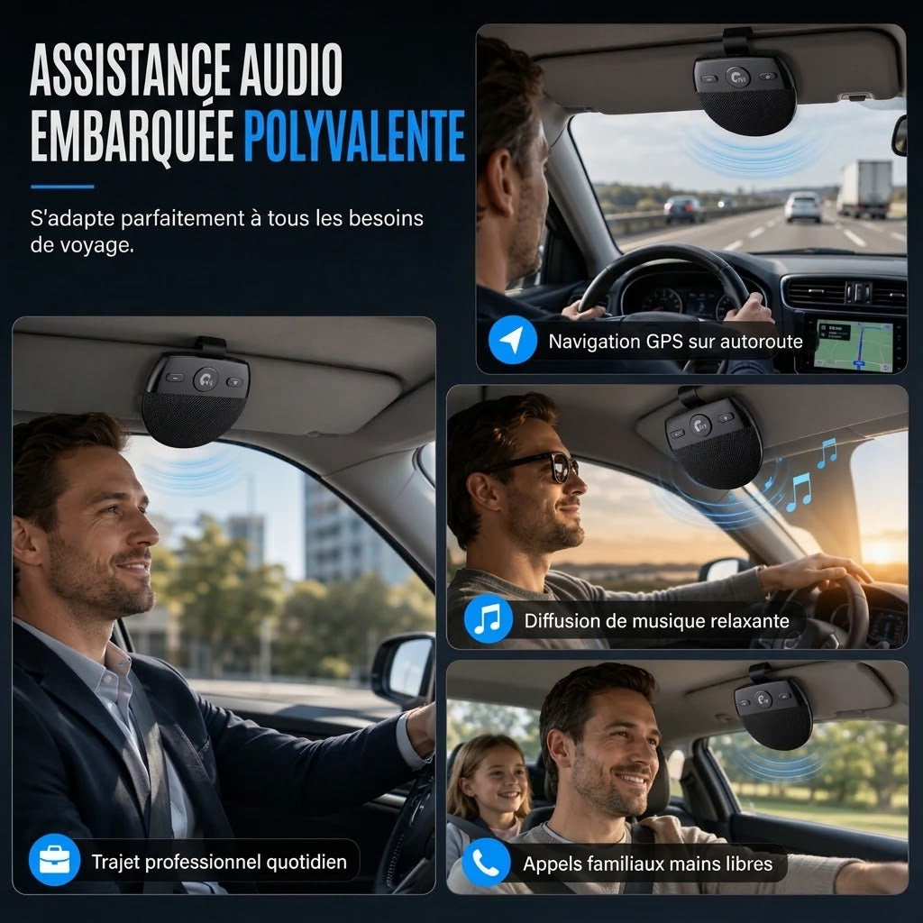 Kit mains libres Bluetooth SP11 pour pare-soleil – Allumage automatique et A2DP