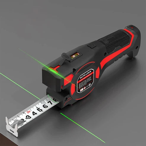 Mètre ruban avec guide laser et niveau à bulle