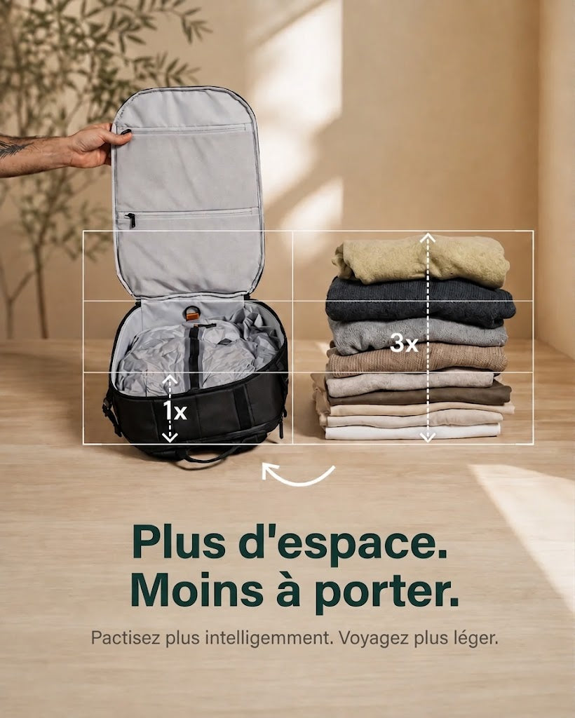 Lot de cubes d'emballage à compression PackFlat (或 Set d'organisateurs de voyage à compression PackFlat)