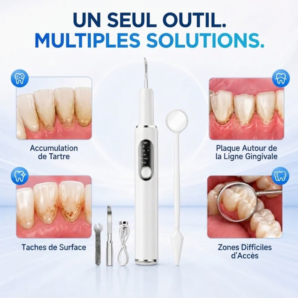 Set de nettoyeur de dents à ultrasons portable et détartreur dentaire