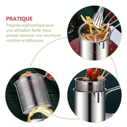🍟🍤 -60% ! 🥘Friteuse Multifonctionnelle en Acier Inoxydable 304 – Anti-Éclaboussures, Économe en Huile & Polyvalente.