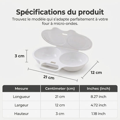 Cuiseur à œufs pour micro-ondes avec couvercle et poignée
