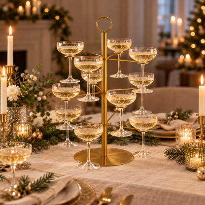 Arbre à Cocktails – Présentoir à verres luxueux à 3 niveaux