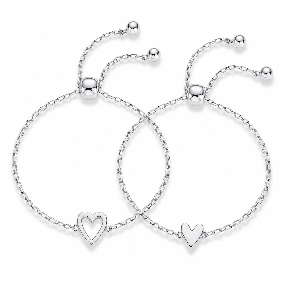 Love Bracelet Set – Bracelets cœur assortis plaqué or 14K