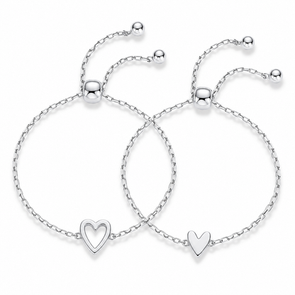 Love Bracelet Set – Bracelets cœur assortis plaqué or 14K