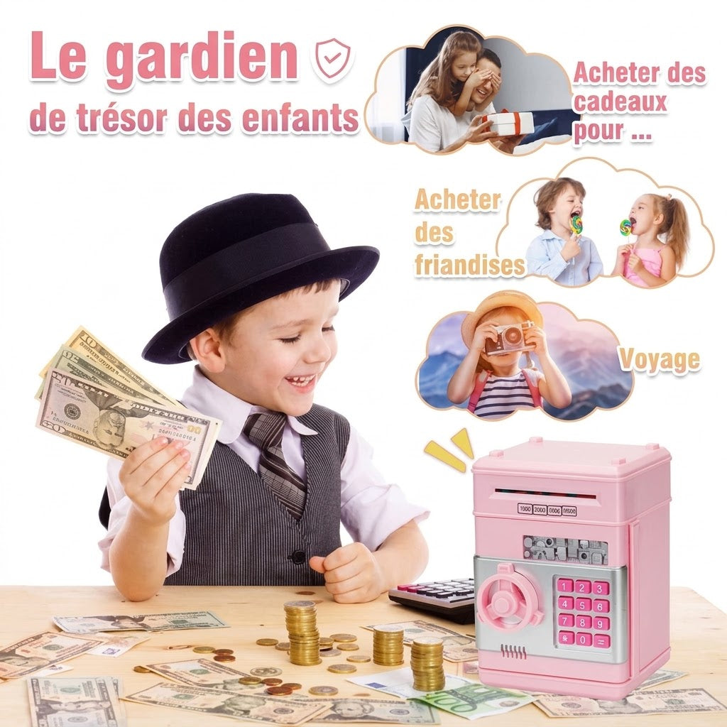 Mini tirelire distributeur automatique (ATM) – Dépôt/retrait et code PIN électronique
