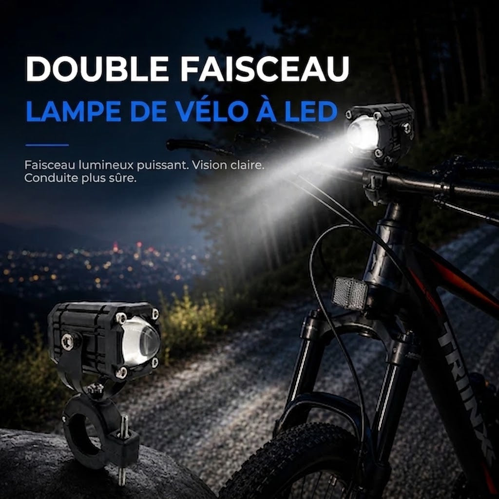 Éclairage de vélo LED à double faisceau