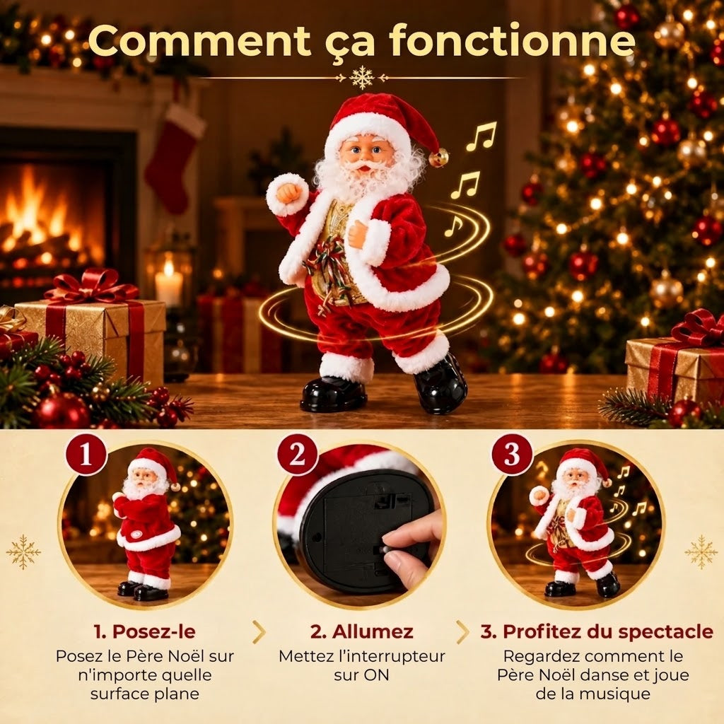 Père Noël dansant avec musique