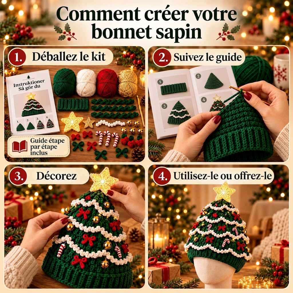 Le kit DIY le plus chaleureux de Noël – Crochetez votre propre bonnet sapin de Noël