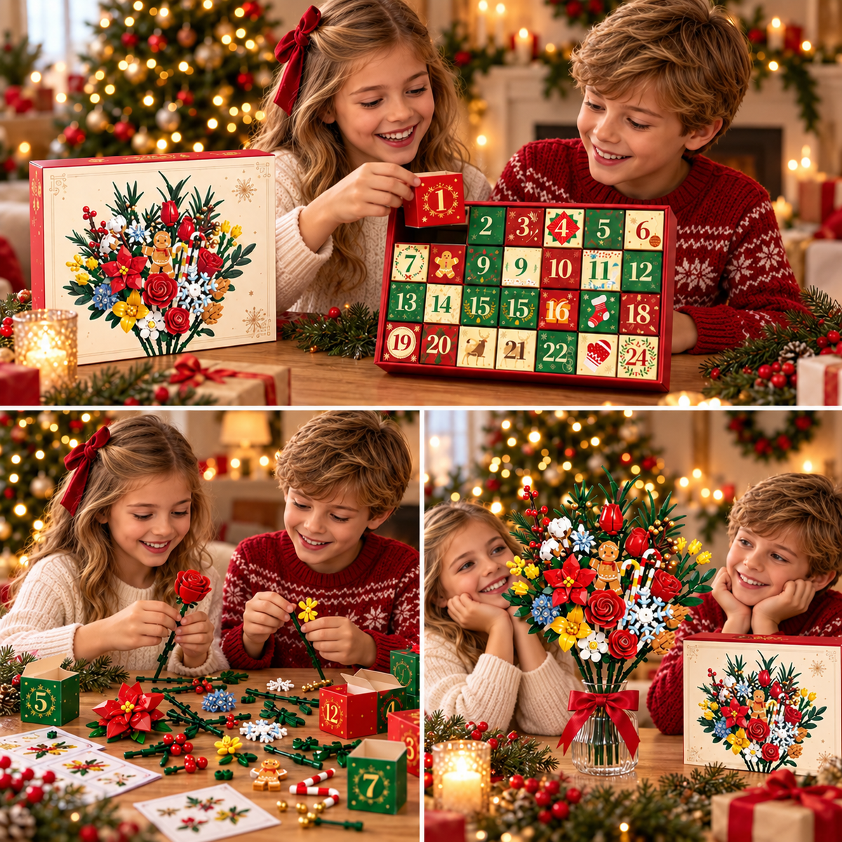 Calendrier de l'Avent Bloom & Build – Construisez votre propre bouquet magique pour Noël