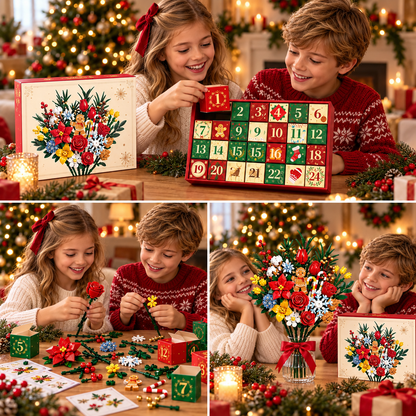 Calendrier de l'Avent Bloom & Build – Construisez votre propre bouquet magique pour Noël