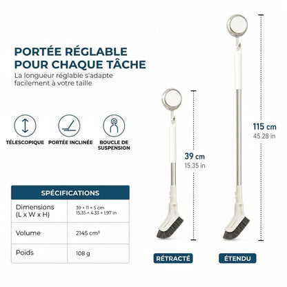 Brosse de nettoyage extensible pour fentes