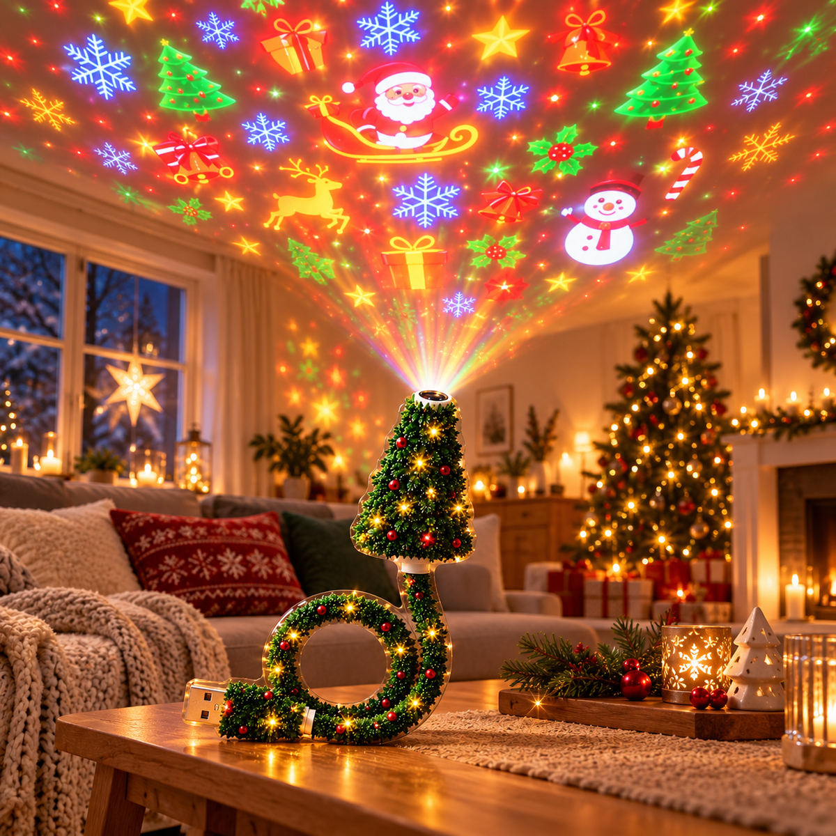 Projecteur USB HD JulGlow – L'esprit magique de Noël en quelques secondes