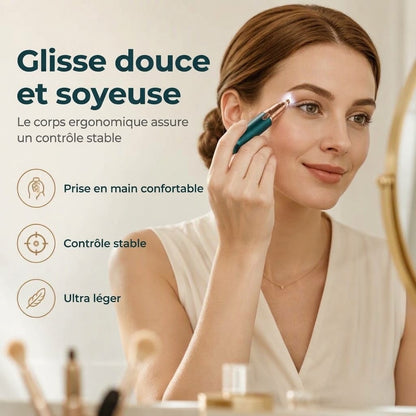 Stylo épilateur à sourcils électrique – Lumière LED intégrée et rechargeable par USB