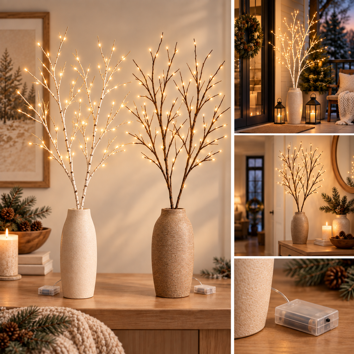 LumiBranch – Branches lumineuses LED à piles (Lot de 2 ou Lot de 4)